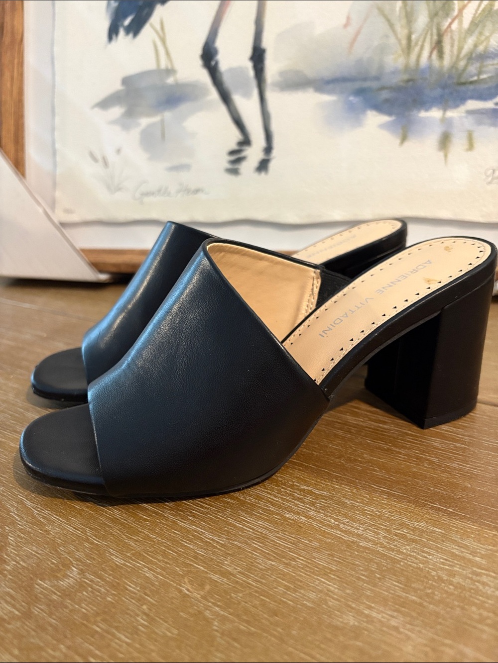 Adrienne Vittadini Black Open-Toe Slide Mules